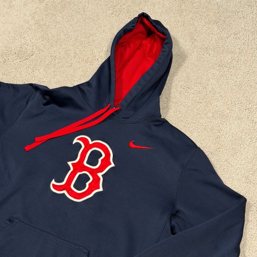 Nike Boston Red Sox Therma-FIT Hoodie Mens Large Navy Blue Stitched Logo MLB